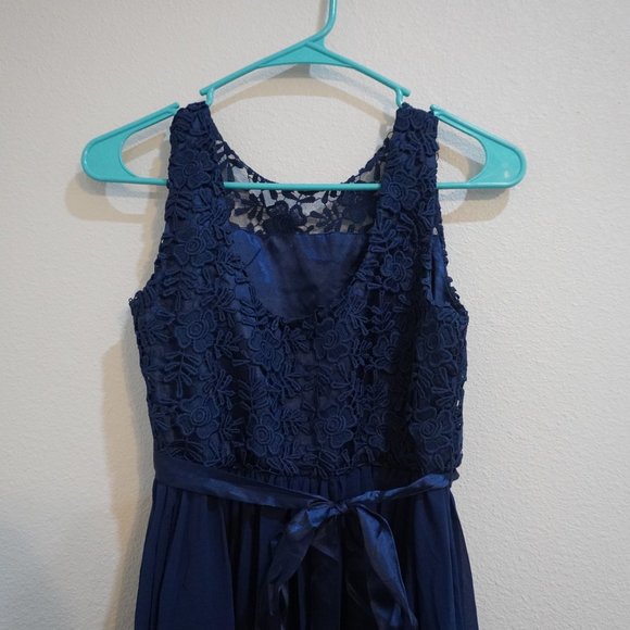 Girls (Juniors) Formal Blue Lace Dress - Size 12 - Picture 9 of 11